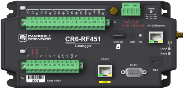 Campbell Scientific CR6-RF4XX Data Logger in our Measurement Systems for Renewable Energy Resource Assessments